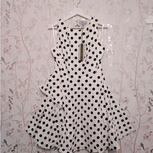 Chicwish Black and White Asymmetrical Polka Dot Dress
